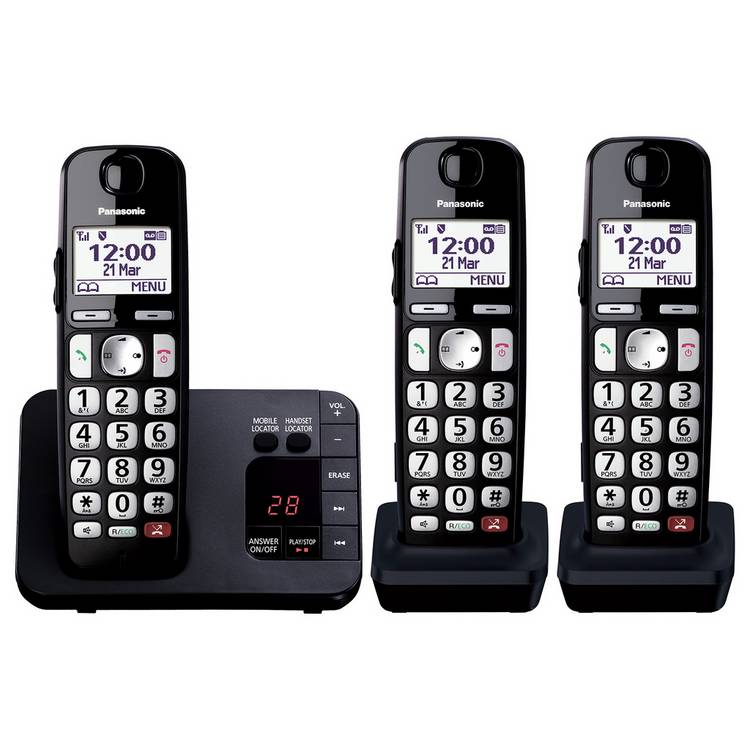 Panasonic big button cordless phone triple handset, UK version