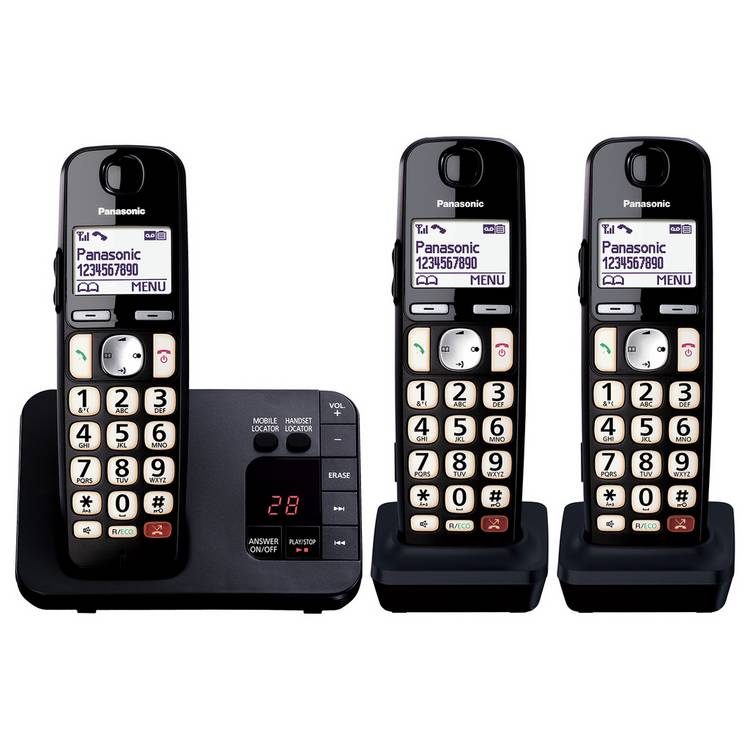 Panasonic big button cordless phone triple handset, UK version