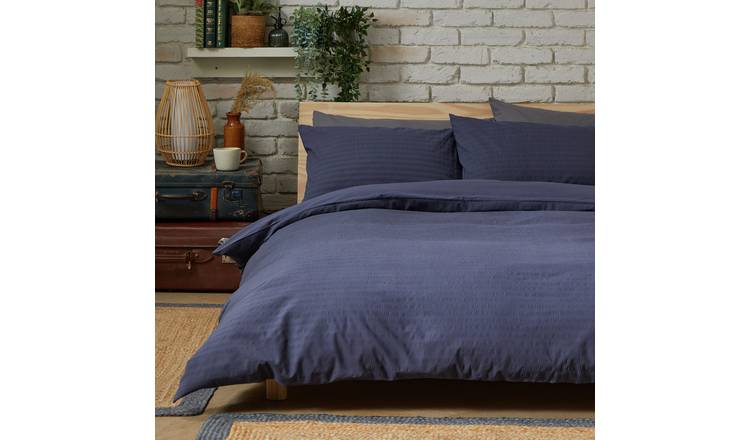 Habitat navy stripe seersucker bedding set single - British product