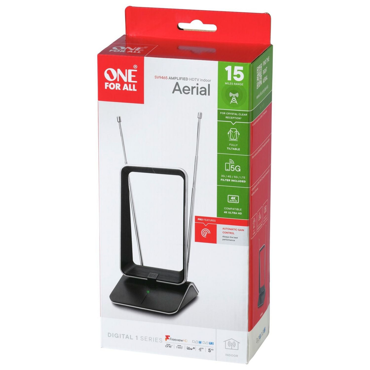 One For All SV9465 amplified indoor TV aerial, imported from the UK