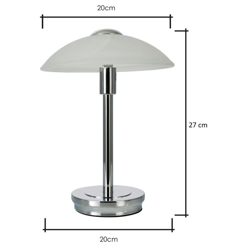 BHS Aria Alabaster Satin Nickel Touch Table Lamp - Silver
