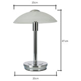 BHS Aria Alabaster Satin Nickel Touch Table Lamp - Silver