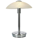 BHS Aria Alabaster Satin Nickel Touch Table Lamp - Silver