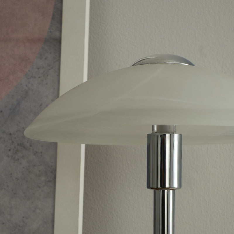 BHS Aria Alabaster Satin Nickel Touch Table Lamp - Silver