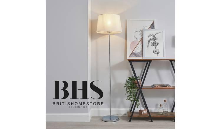 BHS Louisa touch floor lamp chrome and white, imported from the UK