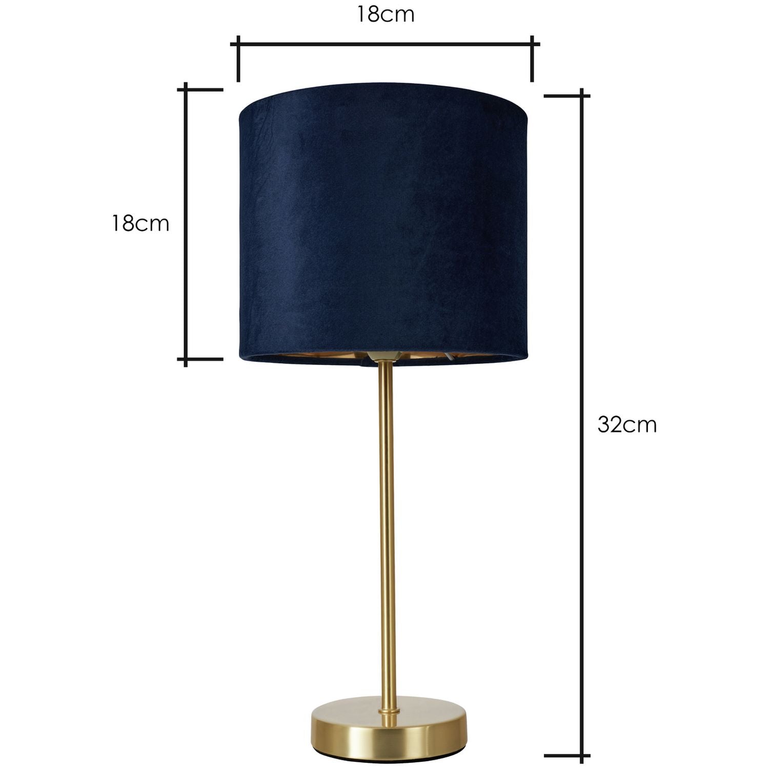 BHS Vera velvet table lamp navy brass, imported from the UK