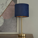 BHS Vera velvet table lamp navy brass, imported from the UK
