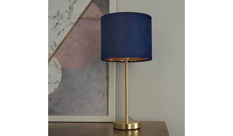 BHS Vera velvet table lamp navy brass, imported from the UK