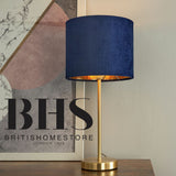 BHS Vera velvet table lamp navy brass, imported from the UK