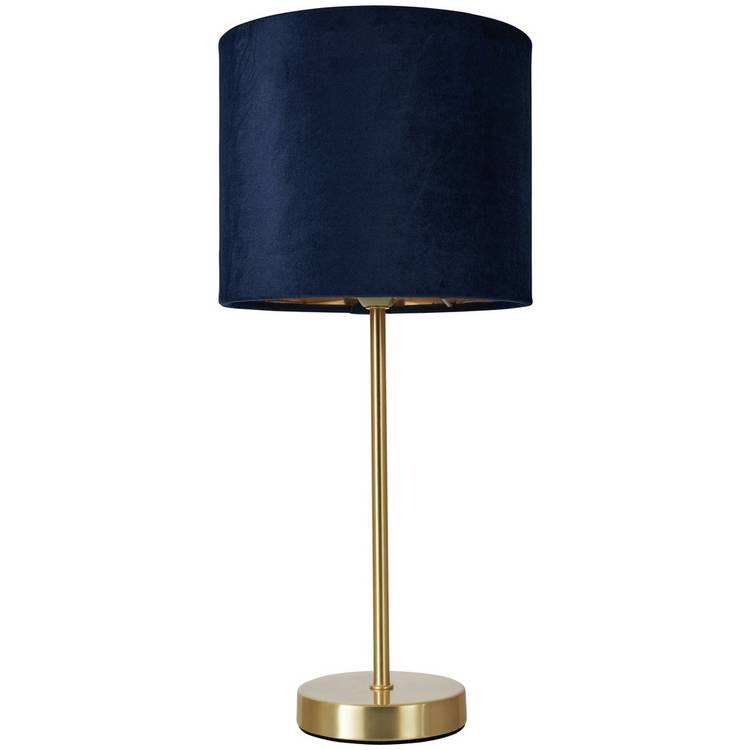 BHS Vera velvet table lamp navy brass, imported from the UK