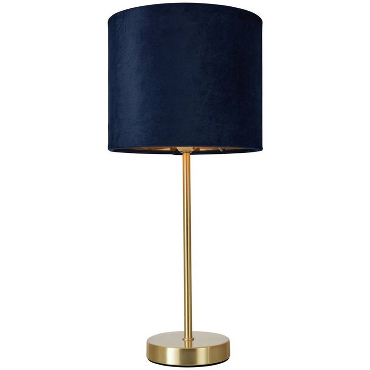 BHS Vera velvet table lamp navy brass, imported from the UK