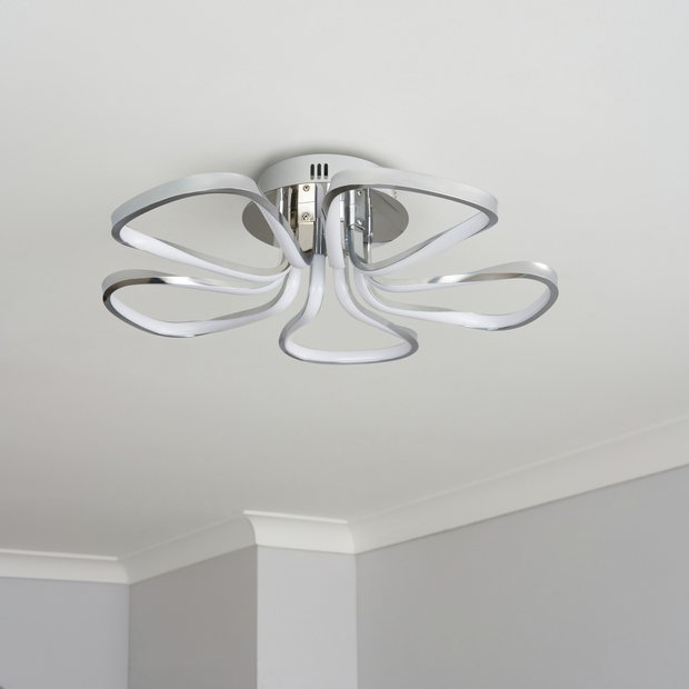 BHS Corolla chrome five petals flush ceiling light 52cm, UK version