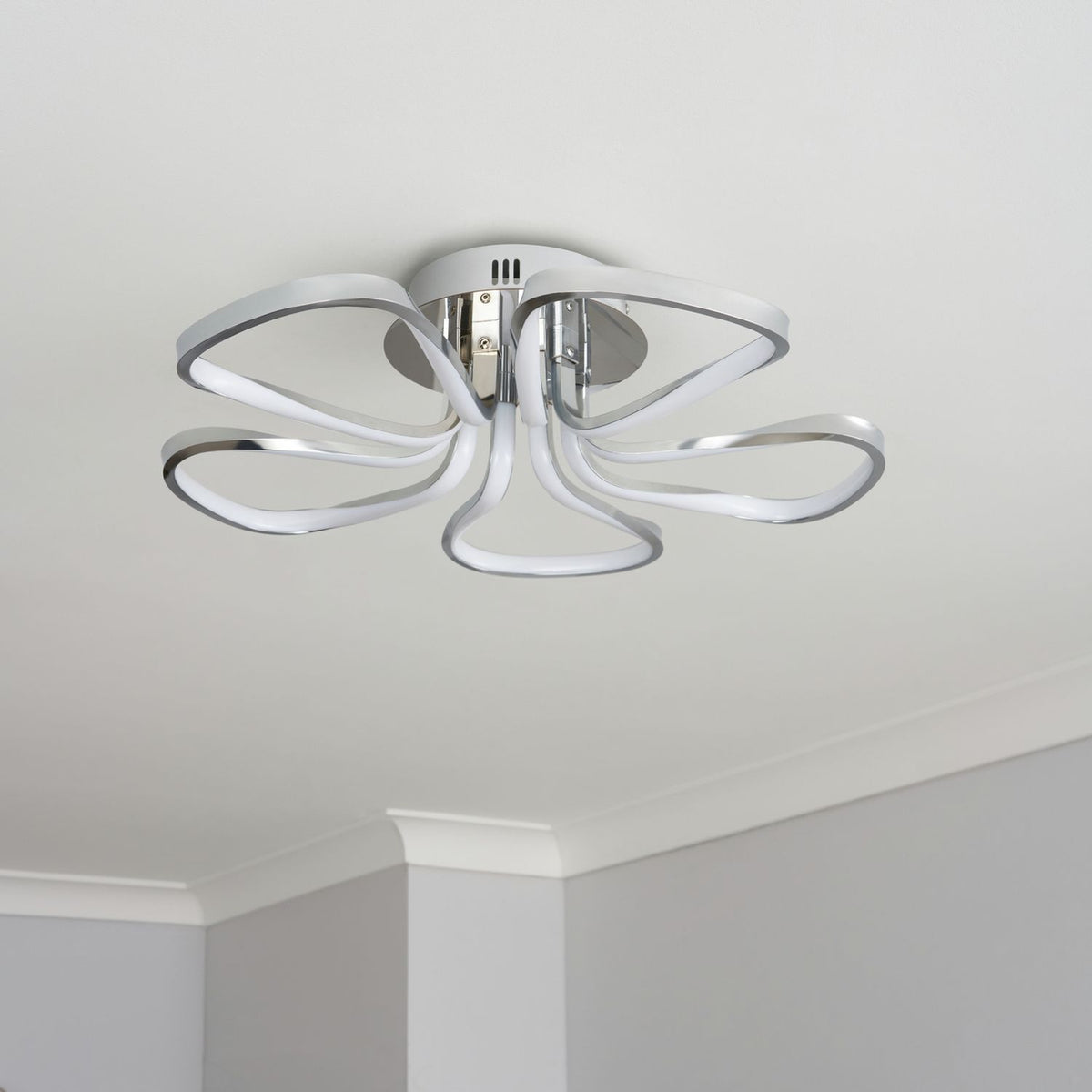BHS Corolla chrome five petals flush ceiling light 52cm, UK version