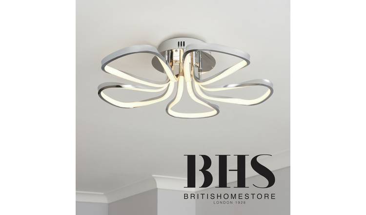 BHS Corolla chrome five petals flush ceiling light 52cm, UK version