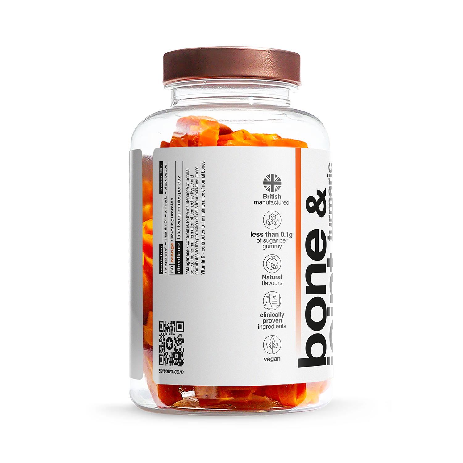 Starpowa Bone Joint Turmeric Gummies with Black Pepper 60 (British brand)