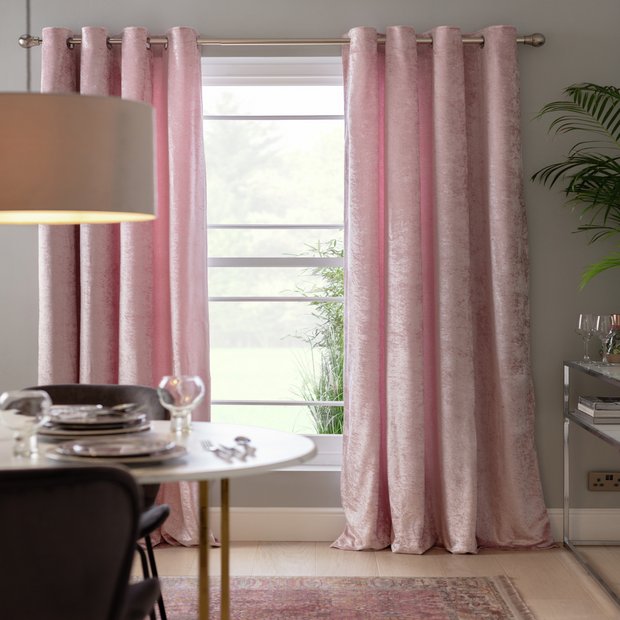 Argos Home blush velvet eyelet curtains 168x183cm - British product