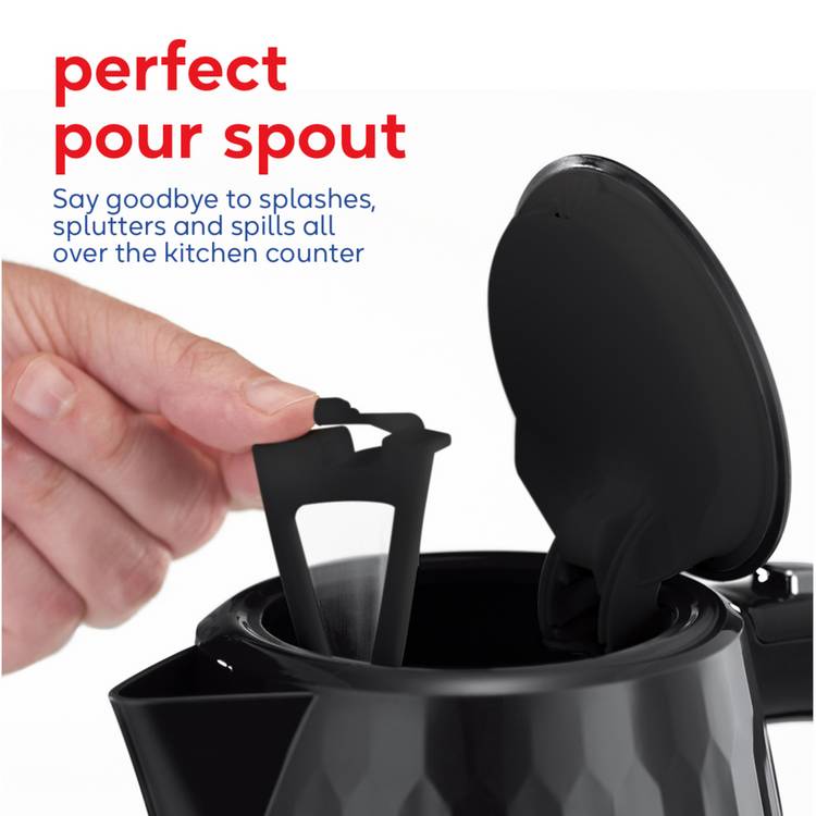 Russell Hobbs honeycomb black plastic kettle 1.7L - British product