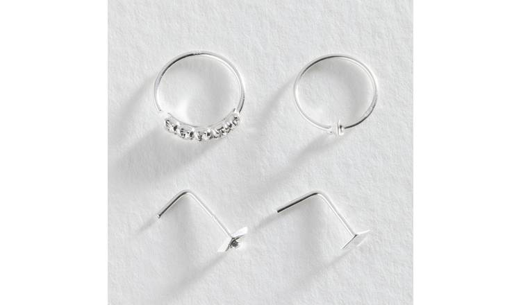 Revere sterling silver crystal nose stud hoop set 10mm, UK version