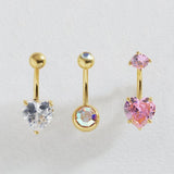 Revere gold coloured crystal belly bar set 15mm (British brand)