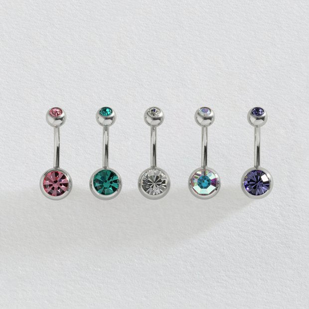 Revere cubic zirconia belly bar set of 5 (British brand)