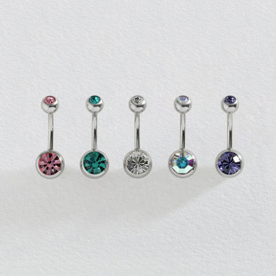 Argos Revere Stainless Steel Cubic Zirconia Belly Bars - Set of 5- Buy online at McGrocer