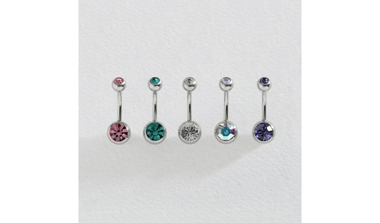 Revere cubic zirconia belly bar set of 5 (British brand)