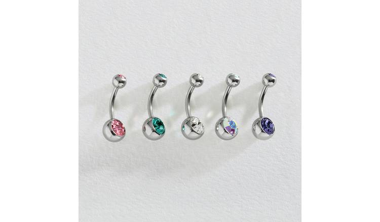 Revere cubic zirconia belly bar set of 5 (British brand)