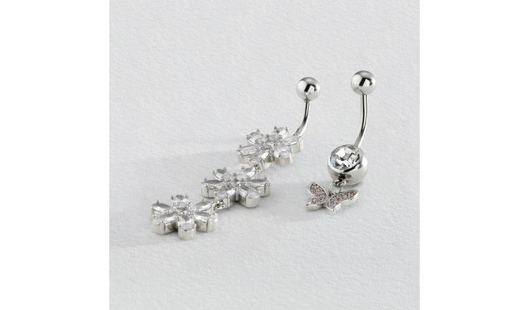 Revere crystal butterfly belly bars set of 2 15mm (British brand)