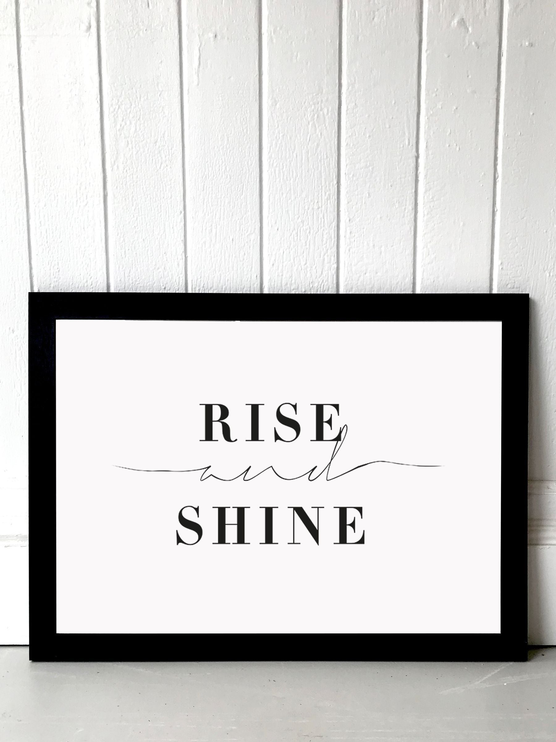Honeymoon Hotel Rise and Shine black framed print - British product