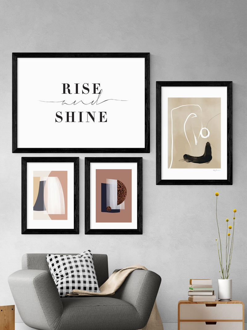Honeymoon Hotel Rise and Shine black framed print - British product