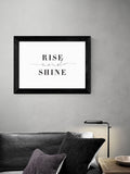 Honeymoon Hotel Rise and Shine black framed print - British product