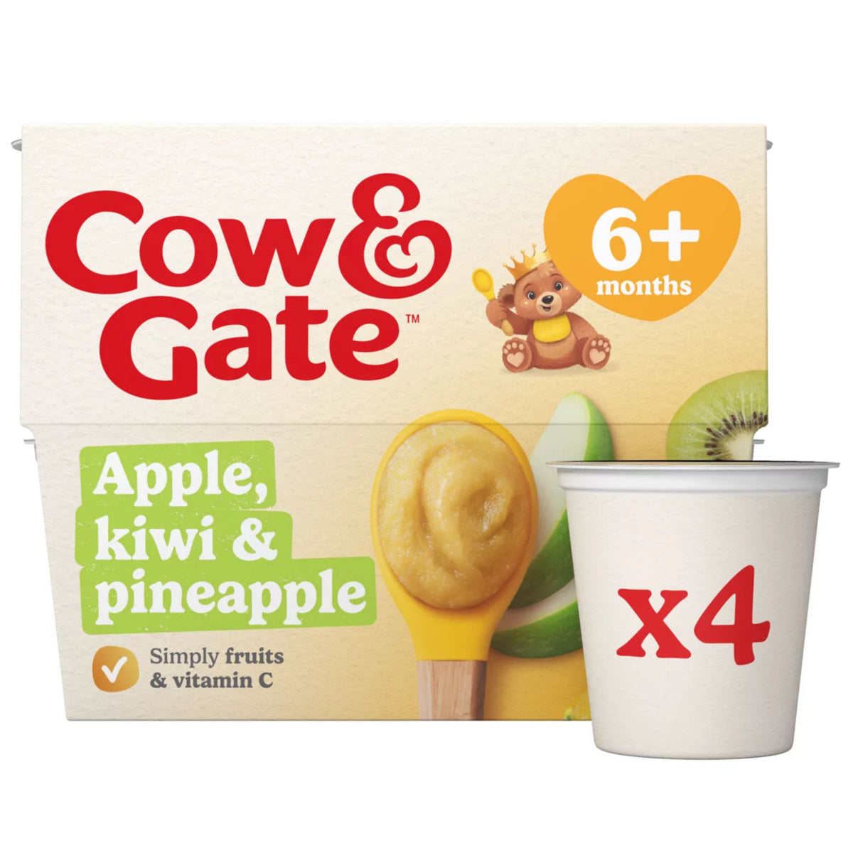 Cow & Gate baby fruit puree apple kiwi pineapple imported from UK