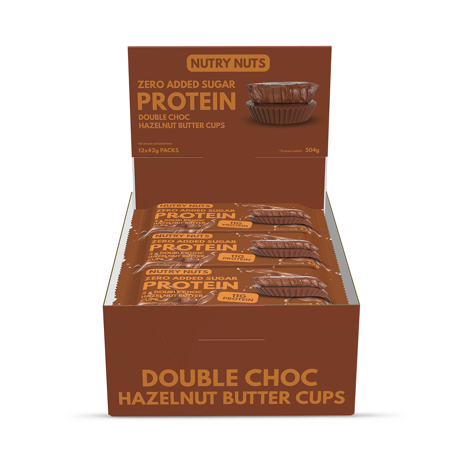 Nutry Nuts milk chocolate hazelnut cups 42g 12 pack - British product