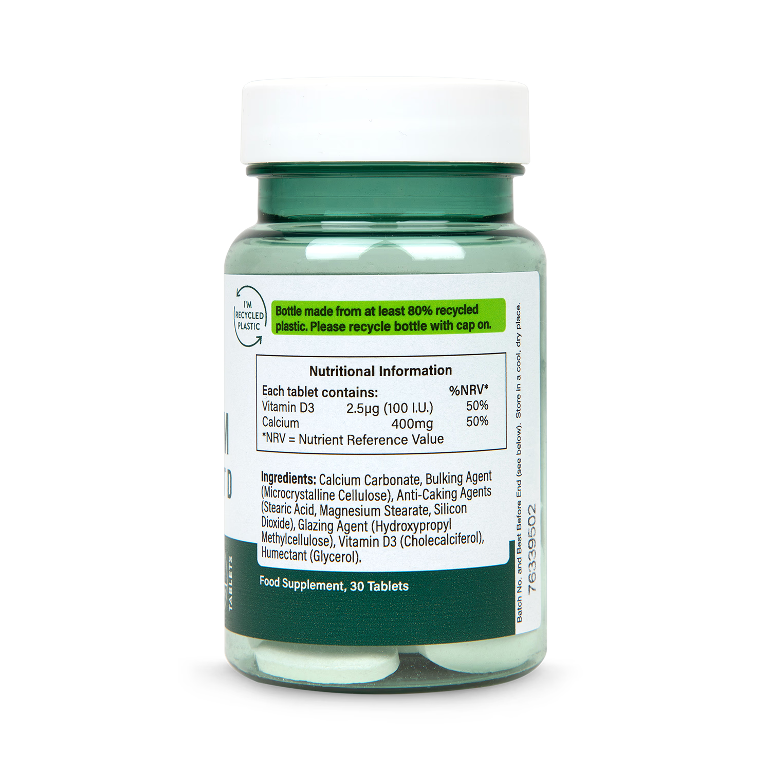 Calcium 400mg and Vitamin D Supplement 30 Tablets