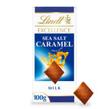 Lindt Excellence chocolate bar sea salt caramel 100g, imported from the UK