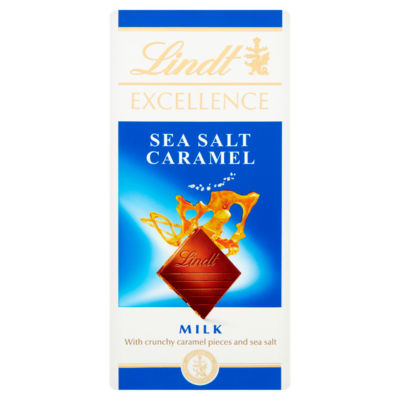 Lindt Excellence chocolate bar sea salt caramel 100g, imported from the UK