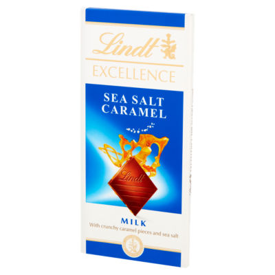 Lindt Excellence chocolate bar sea salt caramel 100g, imported from the UK