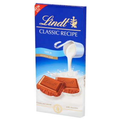 Lindt Classic Recipe milk chocolate bar 190g, imported from the UK