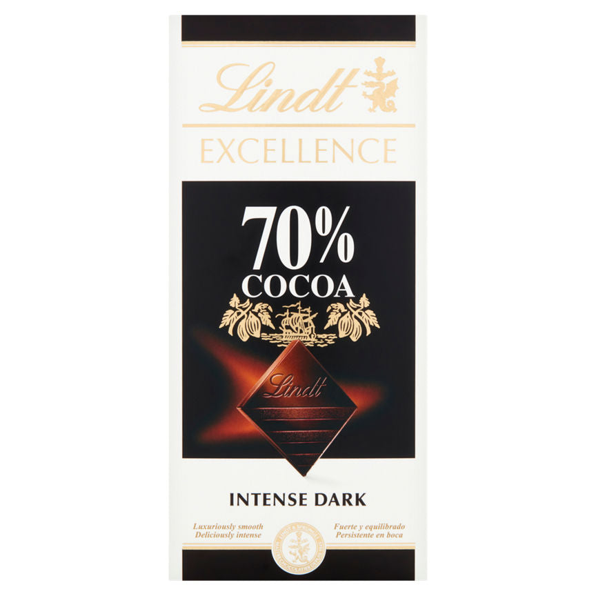 Lindt Excellence Dark 70% Cocoa Chocolate Bar 100g GOODS ASDA   