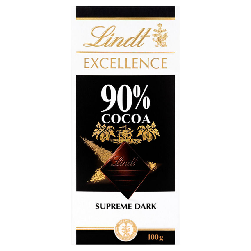 Lindt Excellence Intense Dark 90% Cocoa Chocolate Bar 100g GOODS ASDA   