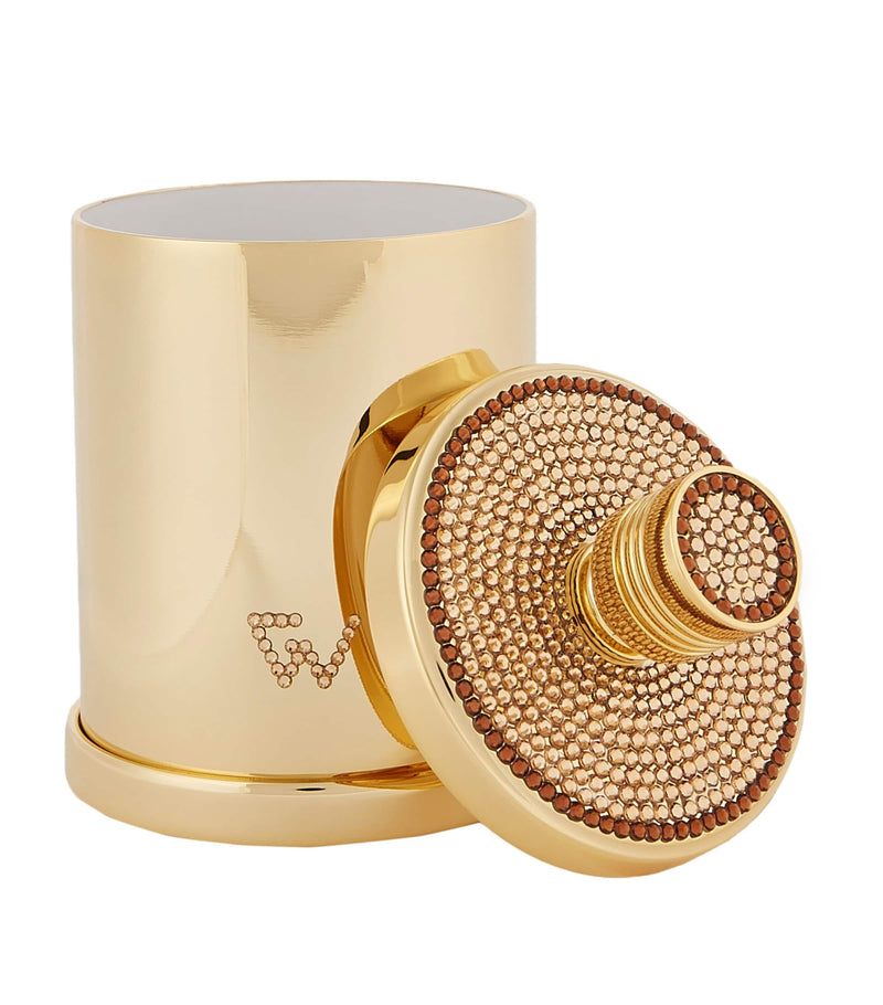 ZODIAC cylinder Swarovski crystal gold-plated cotton bud jar (British brand)