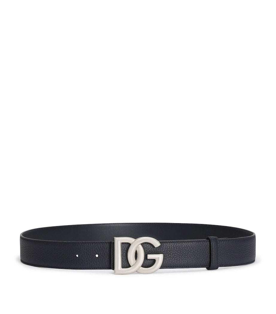 Dolce & Gabbana leather belt 3.5cm silver-tone D&G buckle - British product