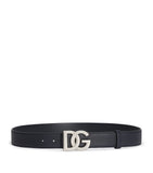 Dolce & Gabbana leather belt 3.5cm silver-tone D&G buckle - British product