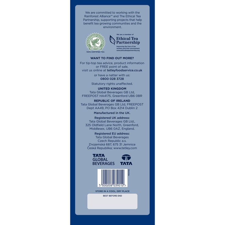 Tetley black tea bags 1100 pack (British brand)