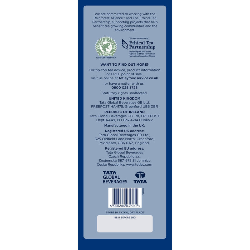 Tetley black tea bags 1100 pack (British brand)