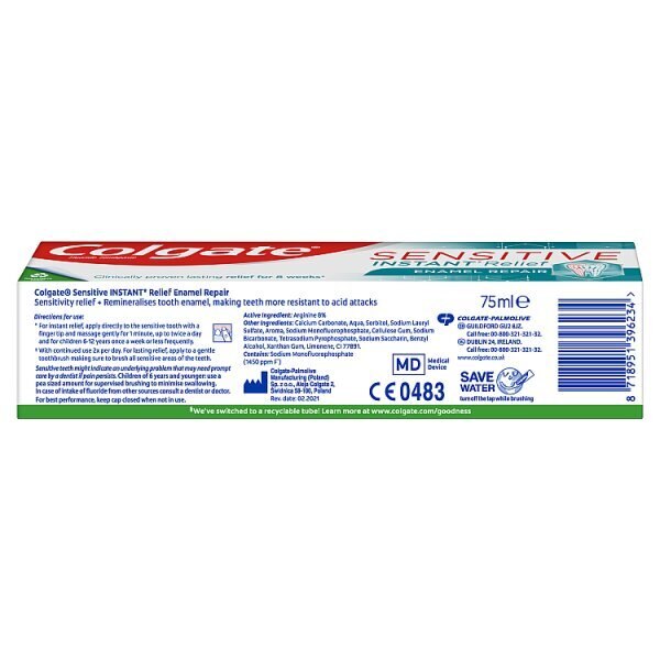 Colgate Sensitive Instant Enamel Repair Toothpaste 75ml GOODS Superdrug   