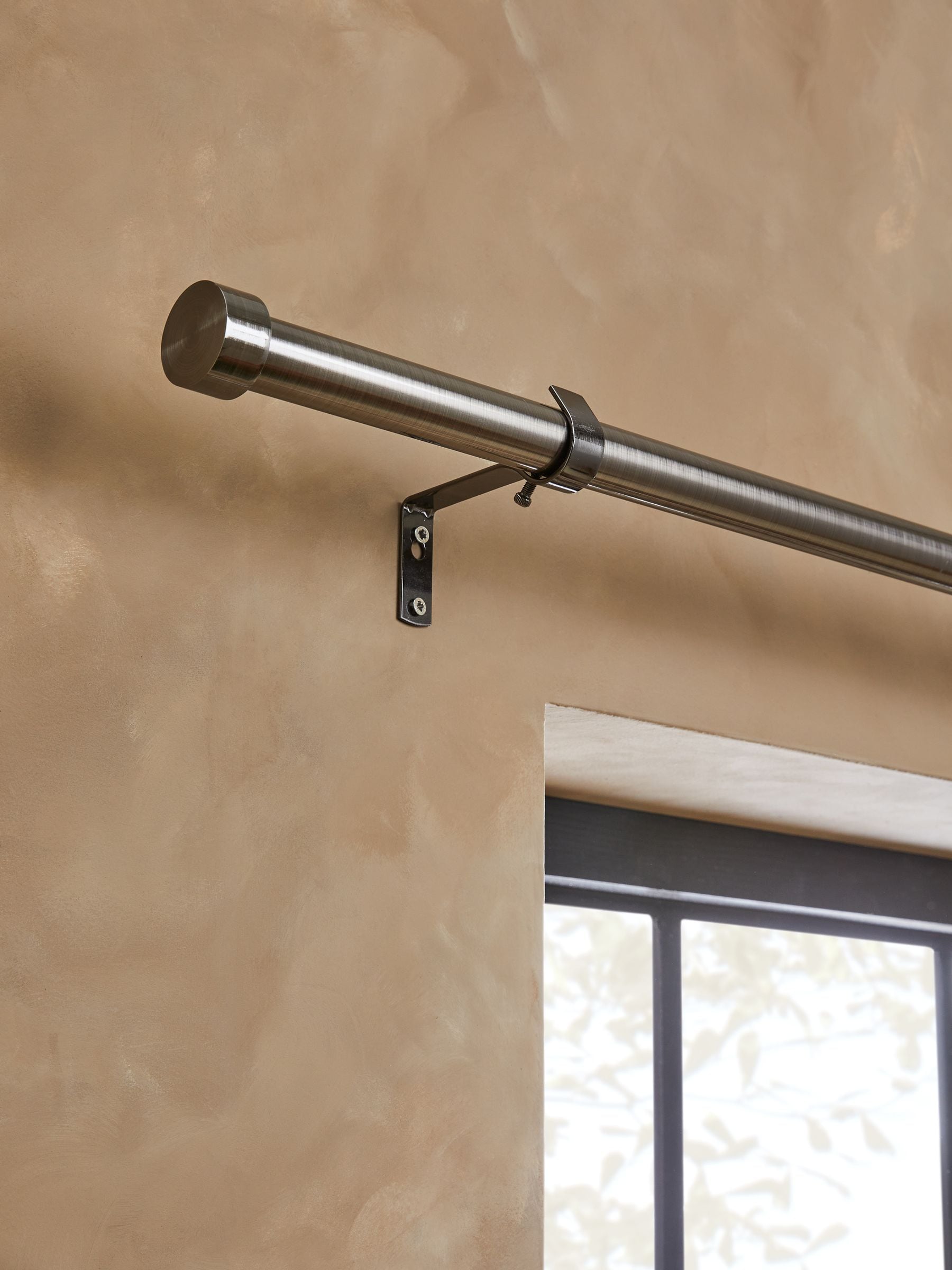 Pewter Grey Stud Finial Extendable 28mm Curtain Pole Kit