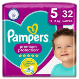 Pampers Premium Protection Nappies Size 5 (11-16kg) Essential Pack   32 per pack GOODS M&S   