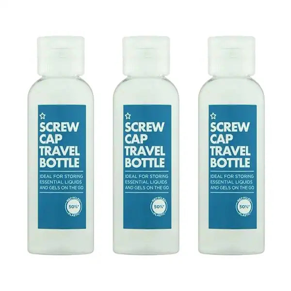 Superdrug Screw Cap Travel Bottle 100ml (British brand)