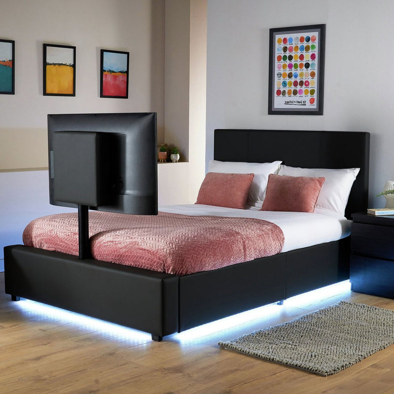 XR Living Ava Small Double TV LED Bed Frame in White